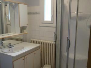 ein Bad mit einem Waschbecken und einer Dusche in der Unterkunft Gîte Bracieux, 4 pièces, 8 personnes - FR-1-491-431 in Bracieux