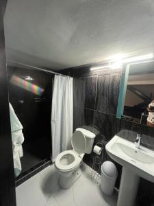 Beresford boutique في كينغستون: حمام مع مرحاض ومغسلة