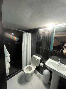 een badkamer met een toilet en een wastafel bij Beresford boutique in Kingston