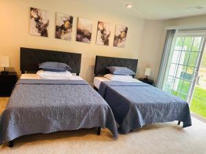 a bedroom with two beds and a window at Cozy room in Charlottesville in Earlysville