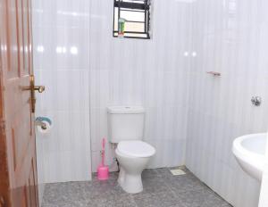 uma casa de banho com um WC e um lavatório em Lulu Stays 2 Bedroom em Nyahururu