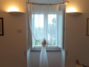 um vestido de noiva pendurado em frente a uma janela em Voglia di mare em Ilha Capraia