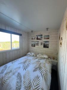 1 dormitorio con 1 cama grande en una habitación en Chalet de Bonnat, en Salignac Eyvigues