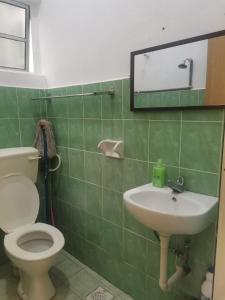uma casa de banho com um WC e um lavatório em Jalinan Qaseh Homestay em Seri Manjung