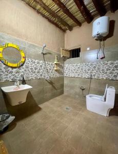Shaqra的住宿－نُزُل تُراثي شقْراء Heritage Guesthouse Shaqra，一间带卫生间和水槽的浴室