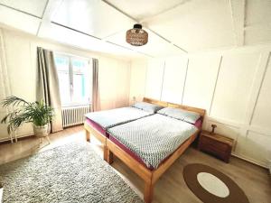 een slaapkamer met een bed in een kamer met een raam bij Apartment Glärnisch in Ennenda