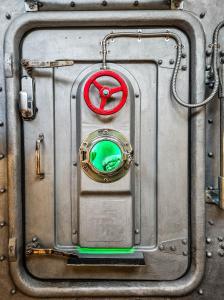 a view of the back of a train with a valve at The Yellow Submarine in Cheddar +40 photos