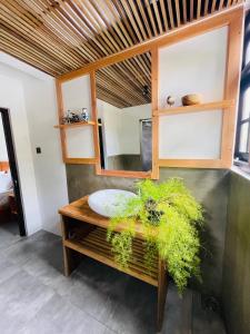 La salle de bains est pourvue d'un lavabo et d'un miroir. dans l'établissement 1818 Badulla, à Badulla