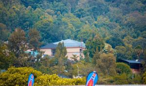 um edifício no meio de uma floresta de árvores em Baobab Hotel LTD em Kigali