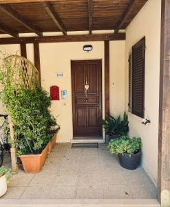 drzwi wejściowe domu z doniczkami w obiekcie Casa Vacanze Barbara w mieście Sant Arcangelo