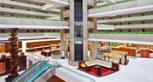 an overhead view of the lobby of a building at Hyatt Regency O'Hare Chicago in Rosemont