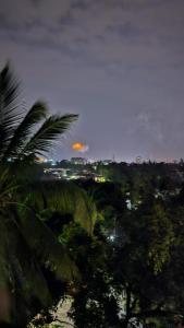 uma vista para uma cidade à noite com palmeiras em LMR Stays and Holidays em Thrissur