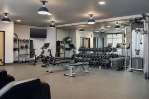 a gym with several treadmills and machines in it at The Hoffmann Hotel Basalt Aspen Tapestry Collection Hilton in Basalt