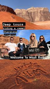 un collage di due foto di persone nel deserto di Mars Stars Camp a Wadi Rum