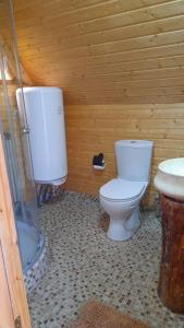 a bathroom with a toilet and a sink at MountSide in Dandalo