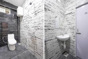two pictures of a bathroom with a toilet and a sink at ARN RESIDENCY in Chennai