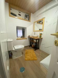 La salle de bains est pourvue de toilettes et d'un lavabo. dans l'établissement Casinha Pôr do Sol, à Aldeia das Dez