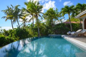 una piscina en una villa con palmeras en Villa Calico, en Les Basses