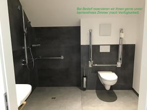 a bathroom with a toilet and a shower at K1 Hotel Willingen in Willingen