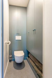 ein Badezimmer mit einem WC und einer Glasduschkabine in der Unterkunft Bastille nest in Paris in Paris
