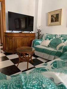 ein Wohnzimmer mit einem Sofa und einem TV in der Unterkunft Brisa del mar de Valencia in Valencia