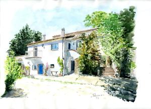 a watercolor painting of a house at B&B Chalet tra le vigne in Atri