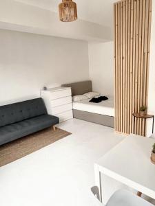 a living room with a bed and a couch at Studio with wifi at Bruxelles in Brussels
