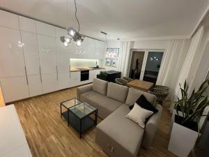 a living room with a couch and a table at Apartamenty Cieszyn in Cieszyn