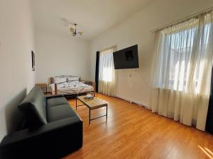 ein Wohnzimmer mit einem Sofa und einem Tisch in der Unterkunft Gran Gala in Baia Mare