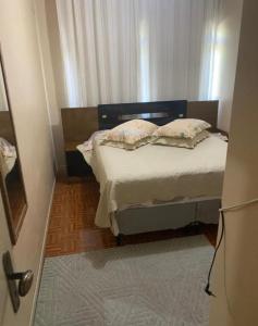 1 dormitorio con 1 cama con 2 almohadas en Pousada Pickler, en Urubici