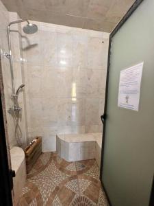 a bathroom with a shower and a bath tub at Spacious Cloud Studio Mandango Vista in Loja