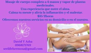 a flyer for a massage class with a picture of a woman at Spacious Cloud Studio Mandango Vista in Loja