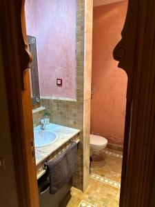 een badkamer met een wastafel en een toilet bij Les Jardins de la Palmeraie II in Marrakesh