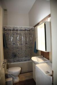 een badkamer met een toilet, een wastafel en een douche bij NK Dreamy Suite in Thiva