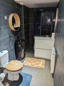 uma casa de banho com um WC e um lavatório em Comfort Room I Renewed Duplex em Pantin