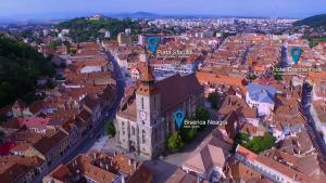 an aerial view of the city of brasov at Drachenhaus in Braşov