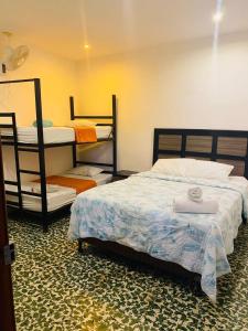 1 Schlafzimmer mit 2 Etagenbetten in einem Zimmer in der Unterkunft Casa Mágica in Flores