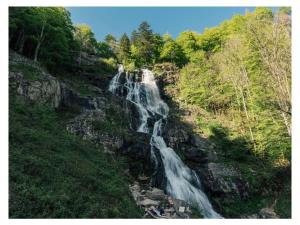 a waterfall on the side of a mountain at Yvonne Modern retreat in Titisee-Neustadt