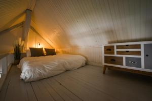 1 dormitorio con 1 cama y vestidor en el ático en Le Saint-Martin - Hypercentre - Netflix, en Tours