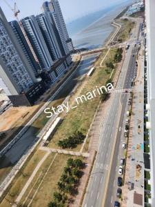 an aerial view of a city street with tall buildings at Stay Marina Ocean in Ansan