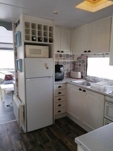 Una cocina o cocineta en grand mobil home domaine La Lande