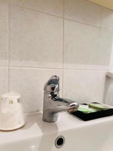 a bathroom sink with a faucet on a sink at Locanda Maria in Ameglia