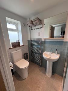 a bathroom with a toilet and a sink at The West Wing in Devizes