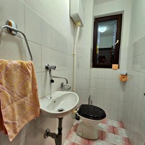 a small bathroom with a toilet and a sink at Apartman Agava in Njivice +16 photos