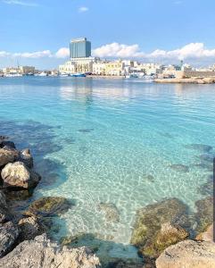 a large body of water with a city in the background at Le tre terrazze - Gallipoli in Gallipoli