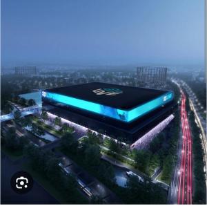 an artist rendering of the proposed chargers stadium at Liam's place in Manchester