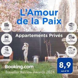 L'Amour de la Paix - Centre-Ville - Jardin - TV65"PrimeVideo - Géré par Presta-Zen'Services 면허증, 상장, 서명, 기타 문서