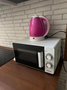 a pink appliance sitting on top of a microwave at B&B Marilù in Mercato San Severino