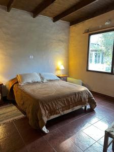 1 dormitorio con 1 cama grande y ventana en Los ciruelos - Casas de Motaña en Tafí del Valle
