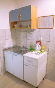 a small kitchen with a sink and a counter at Studios Lavender in Split